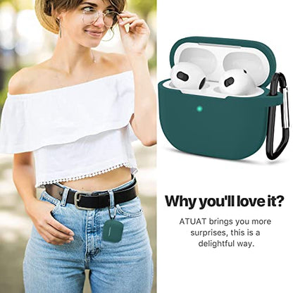 Compatible with AirPods 3 Case, Protective Silicone Cover for AirPods 3rd Generation Case 2021, Wireless Charging - Midnight Green - color: C-Midnight Green