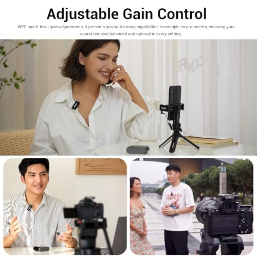 Godox WEC 2.4GHz Wireless Microphone System - 12g Ultra Compact, 200m Range, 24H Recording, Intelligent Noise Cancellation, Compatible with Cameras/Smartphones for Live Streaming, Interviews, Vlogging