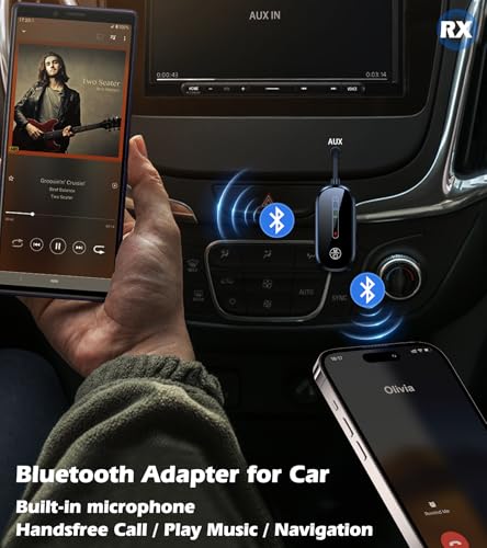 KAIY Bluetooth Transmitter Receiver for Airplane/TV/Car | AUX Bluetooth Audio Adapter for 2 Headphones, Bluetooth Receiver for Home Stereo/ Old Speaker 11H Battery - style: Dual Link