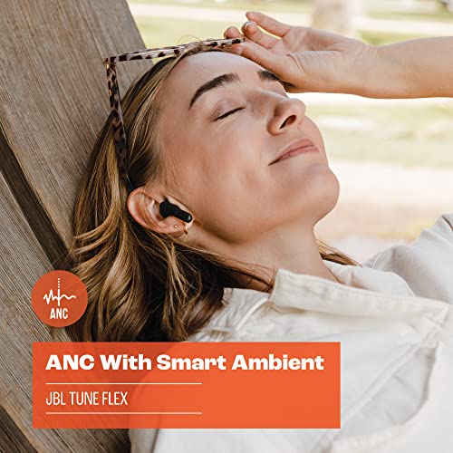 JBL Tune Flex - True Wireless Noise Cancelling Earbuds (Black), Small | JBL Pure Bass Sound, Active Noise Cancelling with Smart Ambient, 4 mics for perfect calls, Up to 32 hours of battery life - color: Black