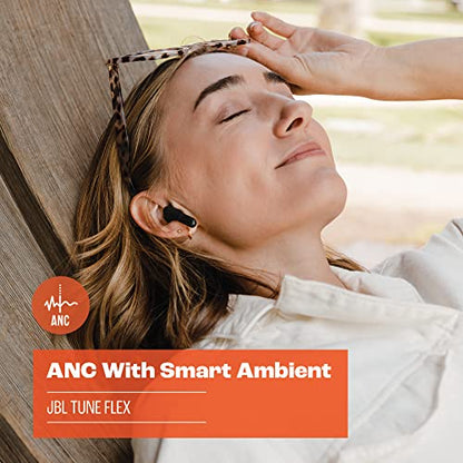 JBL Tune Flex - True Wireless Noise Cancelling Earbuds (Black), Small | JBL Pure Bass Sound, Active Noise Cancelling with Smart Ambient, 4 mics for perfect calls, Up to 32 hours of battery life - color: Black