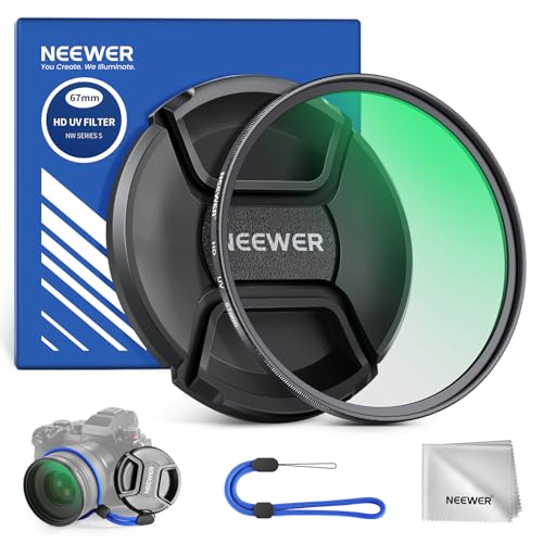 NEEWER 67mm MC UV Protection Filter with Lens Cap, Multi Resistant Nano Coatings/HD Optical Glass/Water Repellent/Scratch Resistant/Aluminum Alloy Ultra Slim Frame/Ultraviolet Filter - size: 67mm, style: UV w/Lens Cap