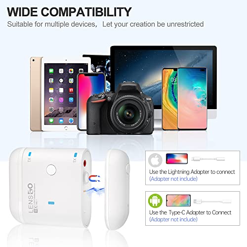 LENSGO 318C II 2.4GHz Dual Clip on Wireless Lavalier Microphone for DSLR/SLR Camera Camcorder iPhone Android Rechargeable Lapel Mic for Video Recording Interview TikTok YouTube Live Streaming -B