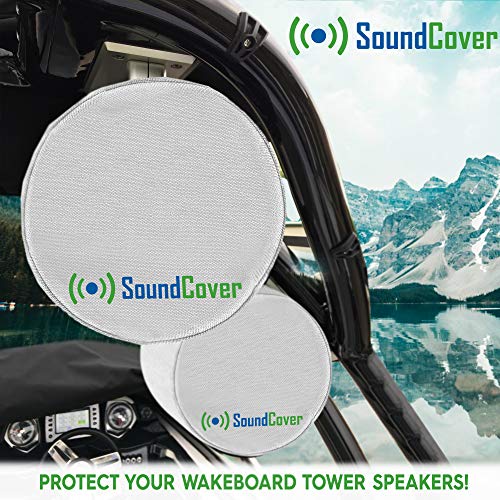 600D Marine Wake Tower Speaker Covers – Large (H 14" × W 14" × D 12.8") – Weather-Resistant Protection for Boat, Marine & ATV Speakers – White - color: White, size: LARGE