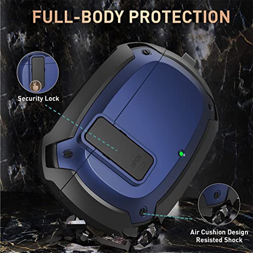 Compatible Beats Studio Buds 2021/Buds+ Case 2023, [Secure Lock] Cool Beats Studio Buds Plus Protective Cover with Keychain&Cleaner kit for New Beats Studio Ear Buds Case - Black/Blue - color: Black/Blue+Pen