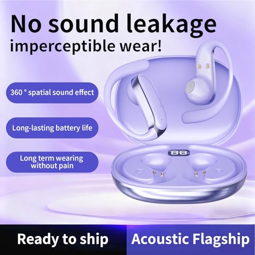 Diydeg Wireless Earbuds, IP54 Waterproofing BT5.49 Sport Headphones with Earhooks, No Sound Leakage, Touch Control Earphones for Gym, Running, Meeting, Workout (Purple) - color: Purple