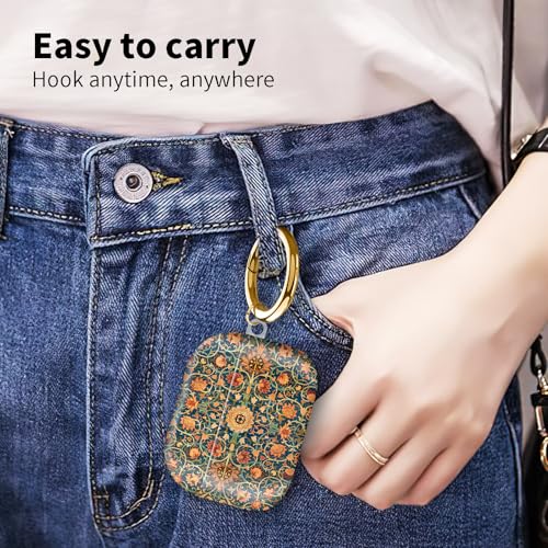 Compatible with Airpod pro 2nd/1st Generation Case Cover with Gold Round Keychain Cute Pattern Hard & Anti Slip Cover for Men Women & Girls（Flowery Branch） - color: Flowery Branch