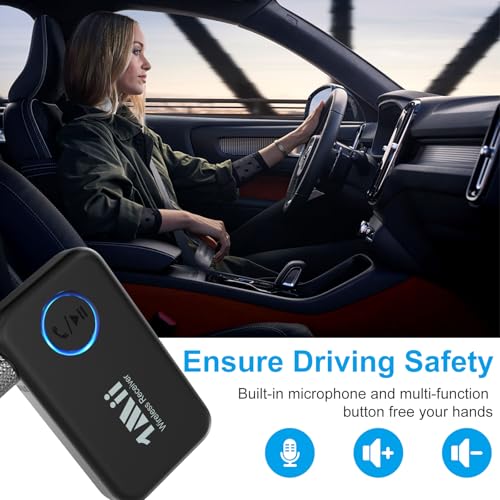 1Mii Bluetooth 5.3 Receiver for Car, AUX Bluetooth Car Adapter | Wireless Audio Receiver for Home Stereo/Wired Headphones, Volume Control, Hands Free Calls, 16H Battery Life - style: ML100 (Standard)