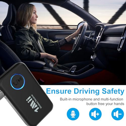 1Mii Bluetooth 5.3 Receiver for Car, AUX Bluetooth Car Adapter | Wireless Audio Receiver for Home Stereo/Wired Headphones, Volume Control, Hands Free Calls, 16H Battery Life - style: ML100 (Standard)
