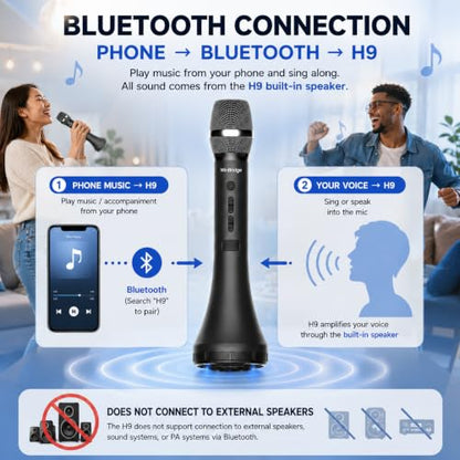Bluetooth Microphone Wireless Voice Amplifier With 3 Sound Effects H9