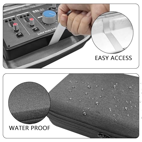 Musiin Custom Audio Interface Case Compatible with SSL2+ MKII OTG(Grey) | Fitted EVA hardshell case with soft lining, handle and dual zippers. - color: SSL2 Grey