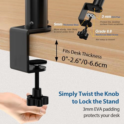 Vondynote Set of 2 Desktop Clamp Speaker Stands Short Studio Monitor Stands Height Adjustable | Height Adjustable 9"-14", Desk Mount, for Monitor Speakers Laptop Projector CD Player