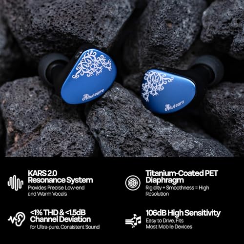 Linsoul Kiwi Ears Cadenza II 10mm Titanium Driver in Ear Monitor, HiFi Wired IEM Earphones with KARS 2.0, Precise Tonal Balance(Blue) Kiwi Ears SONICAP Waterproof Earbud Case(Black)