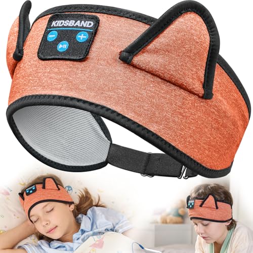 Baby Headphones, Kids Headphones Bluetooth Headband Adjustable, Wireless Headband for Kids with Wired Playback 3.5 MM Jack for Teens/Boys/Girls/Smartphones/School/Airplane Travel/Tablet - color: Orange