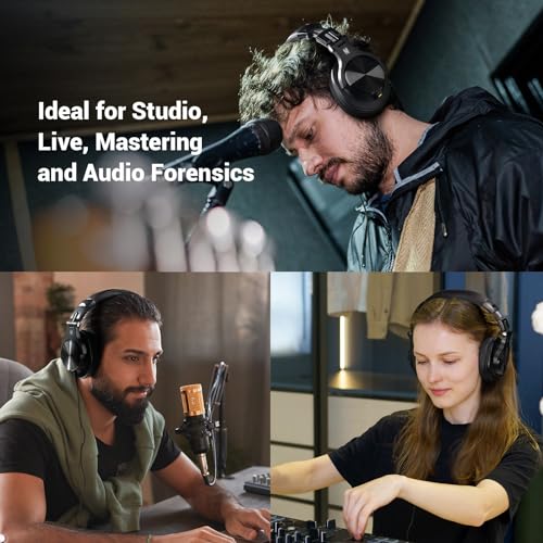 OneOdio A70 Bluetooth Over-Ear Headphones, Hi-Res Wired DJ Studio - Black | Wireless over-ear headphones with 72H playtime, 3.5mm/6.35mm wired jacks for studio monitoring, mixing, guitar, amp and PC - color: Black