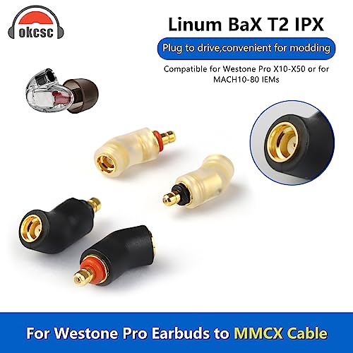 Westone Pro X10-X50 수 - MMCX 케이블용 어댑터, MACH10-80 또는 Linum BAX T2 헤드폰과 호환 가능, 무손실 사운드 품질, 헤드폰 컨버터 한 쌍, 블랙 - color: 블랙., size: mmcx