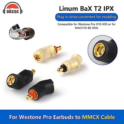 Westone Pro X10-X50 수 - MMCX 케이블용 어댑터, MACH10-80 또는 Linum BAX T2 헤드폰과 호환 가능, 무손실 사운드 품질, 헤드폰 컨버터 한 쌍, 블랙 - color: 블랙., size: mmcx