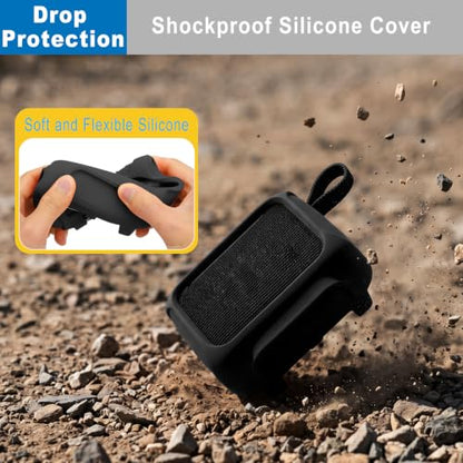 Silicone Case Cover for JBL Go 5 Portable Speaker | TXEsign Travel Carrying Protective Pouch with Attach Straps for Bike Golf Cart Scooter - color: Black