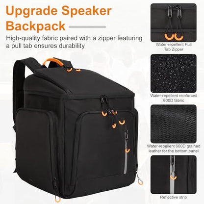 Carrying Case Travel Speaker Backpack Fit for Bose S1 Pro/S1 Pro+ | Portable Bluetooth Speaker Carrying Bag Featuring Accessory Pockets and Headphone Compartment, Holds 6 Microphones