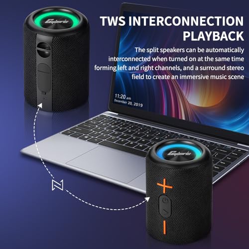 CYBORIS 2 in 1 Portable Splittable Bluetooth Speaker, Waterproof Split Wireless Speaker Bluetooth V5.3 with 20W Loud Stereo Sound, 24H Playtime, True Wireless Pairing for Home, Outdoor or Travel