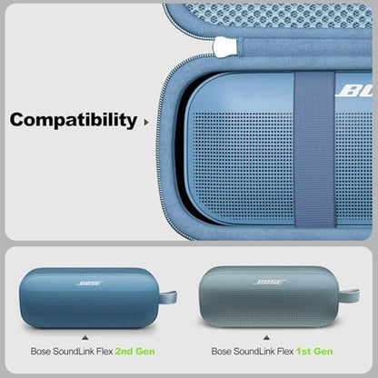 ProCase Hard Case for Bose SoundLink Flex 2nd/1st Gen Speaker - Blue | Hard Travel Storage Case with Mesh Pocket, Shoulder Strap and Carabiner for Bose SoundLink Flex 2nd/1st Gen Speaker - color: Blue