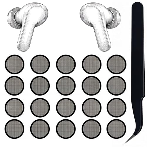 Replacement Dust Filter Mesh for JBL Earbuds | Compatible with JBL Vibe Beam / Beam 2 / 200TWS / Wave Beam | Black | 20 Pcs | Includes Tools - Tweezers