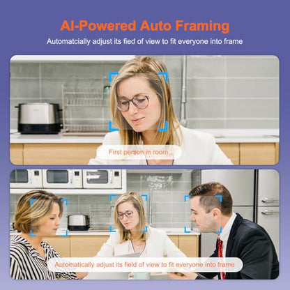 4K Video Conference Room Camera System with Remote Control, AI Auto Framing&Focus, Speaking Tracking, Digital Zoom, Webcam with Microphone and Speaker for Windows TV/PC/Laptop/Zoom/Teams/Skype - color: White