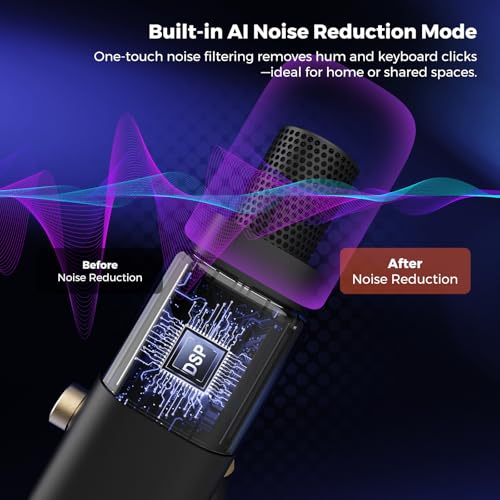 AM15X Dynamic Microphone for PC with USB/XLR, Noise Cancellation | 24-Bit/48kHz Audio, Headphone Monitoring, Mute, Gain Control and Desk Stand for Podcasting, Streaming & Gaming