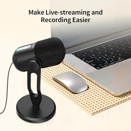 USB Condenser Microphone for Recording, Streaming, Podcasting | Noise Reduction & One-key Mute, Work with Laptop/PC/Tablet/Cellphone, Black