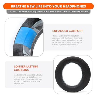 WC Freeze Pulse Elite - Cooling Gel Earpads for PS5 Pulse Elite | Made by Wicked Cushions | Thicker Cushion & Wider Opening | Geo Grey - color: Geo Grey