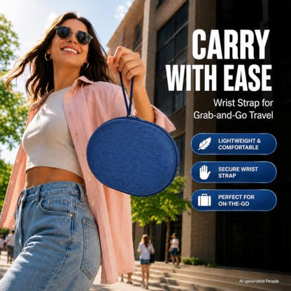 Hard Headphone Case for JBL Tune 770NC/510BT/720BT/520BT/670NC | Wave Foam, Elastic Strap, Soft Lining, Mesh Pocket, Carry Handle, Folded Headphone Storage, Blue, Case Only - color: Blue