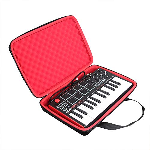 Hermitshell Hard Travel Case for Professional MPK Mini MK3 25 Key USB MIDI Keyboard Controller (Black+Red) - color: Black+Red