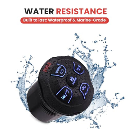 Marine Bluetooth Receiver Microphone Kit - Waterproof Audio Entertainment System Set w/ 2-Channel Wireless BT Controller, Handheld Broadcasting Mic - Car, Truck, ATV, UTV, 4x4, Boat