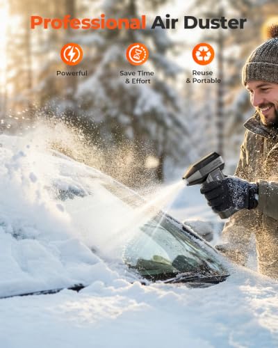 Electric Air Duster, Compressed Air Duster, 470g Thrust | 300000RPM Brushless, 10000mAh Rechargeable Battery, 4-Speed Adjustable,187 CFM,Cordless Air Blower for Car, PC& Outdoor