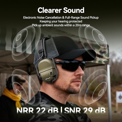 Retevis EH080K Noise-Reducing Communication Headset,with Hearing Protection | for Shooting,Wireless Connectivity,Walkie Talkies Headset ENC,NRR 22 dB,Earmuff with 5X Sound Amplification,Over-the-Head
