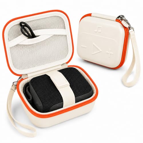 ANKHOH Hard Speaker Case for JBL Go 5/4/3 with Wrist Strap, Case Only - color: White