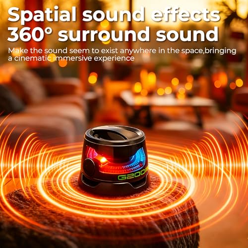 G200 Magnetic Mini Bluetooth Speaker with RGB Lights & Phone Stand | Portable Magnetic Wireless Stereo Speakers Set, Small Wireless Speaker for Camping Shower Outdoor, Teen Holiday Gift - color: Black 1