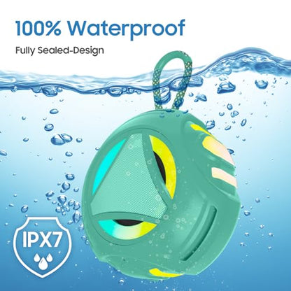 Bluetooth Shower Speake Waterproof，Portable Outdoor Bluetooth Speake with RGB Lights，IPX67 Floating，Built-in Mic，24Hrs Playtime，True Wireless Stereo，Gifts for Teens Boy Girls Women Men - Green - color: Green