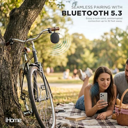 iHome Venture Wireless Portable Bluetooth Speaker with RGB Lights | Water Resistant, Built-in Carry Strap, TWS Pairing, Color-Changing LEDs, Rechargeable Battery, Cable Included, Bluetooth 5.3 - color: Black