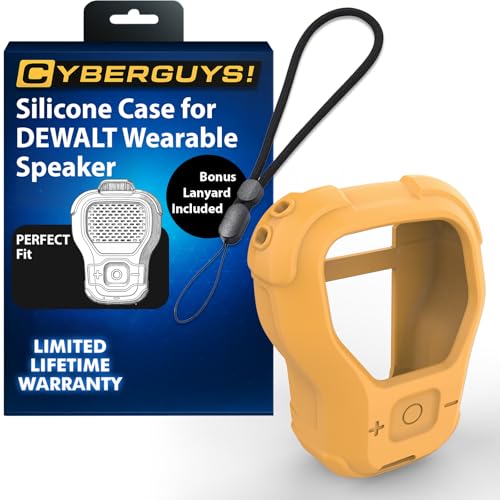 CYBERGUYS Silicone Case for DEWALT Wearable Bluetooth Speaker, Yellow | Durable Shock-Proof Non-Slip Protective Cover for DEWALT Mini Speaker w/Lanyard, Small Lightweight & Easy-to-Install Sleeve - color: Yellow