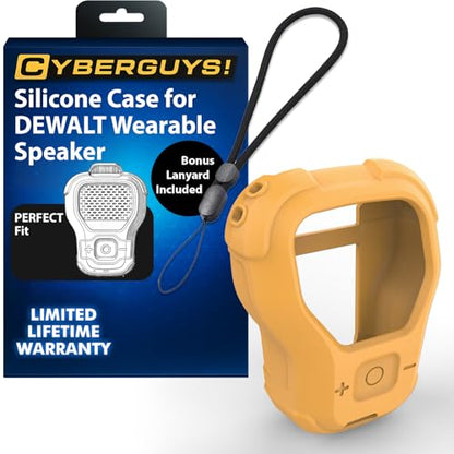 CYBERGUYS Silicone Case for DEWALT Wearable Bluetooth Speaker, Yellow | Durable Shock-Proof Non-Slip Protective Cover for DEWALT Mini Speaker w/Lanyard, Small Lightweight & Easy-to-Install Sleeve - color: Yellow