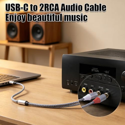 1m/3.28 ft USB C to RCA Audio Cable,USB C to for RCA Stereo Y Splitter
