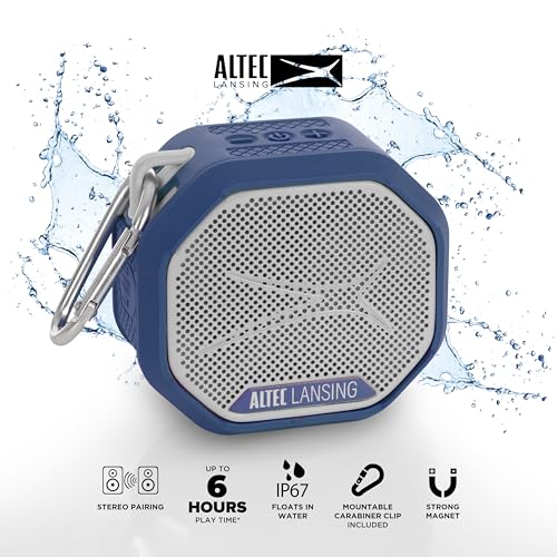 Altec Lansing HYDRATREK Magnetic Bluetooth Speaker, Waterproof IP67, Portable Speaker, True Wireless Pairing, USB-C Quick Charge, 3.7V 400mAh Battery, Voice Assistant, Perfect for Any Adventure - color: Periwinkle Blue/White