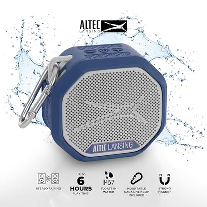 Altec Lansing HYDRATREK Magnetic Bluetooth Speaker, Waterproof IP67, Portable Speaker, True Wireless Pairing, USB-C Quick Charge, 3.7V 400mAh Battery, Voice Assistant, Perfect for Any Adventure - color: Periwinkle Blue/White