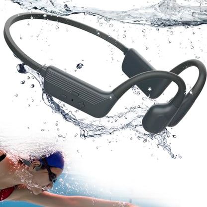 MONODEAL Swimming Headphones-IP68 Waterproof Headphones | Open Ear Bluetooth Waterproof Earbuds with 32GB Memory Card, IP68 Waterproof Headphones for Swimming,Running