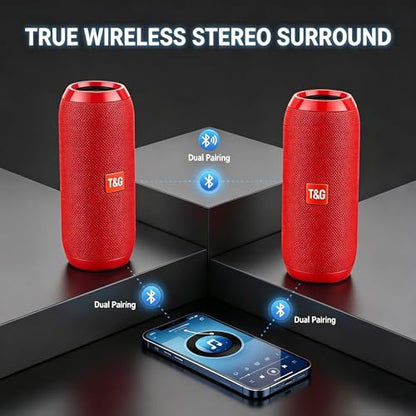 T&G TG Portable Bluetooth Speaker, IPX4 Waterproof Wireless Speaker, Red - color: Red