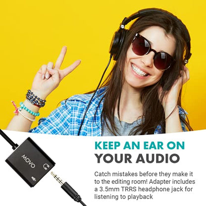 Movo USBC-AC2 3.5mm to USB-C Stereo Audio Adapter - External Sound Card for PC, Mac, Android - 3.5mm TRS Headphone Jack and Audio Jack to USB-C Connector - Aux to USB-C Mic Adapter for Gaming Speakers