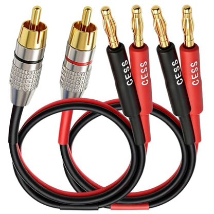CNCESS RCA to Banana Plug Silicone Wire Speaker Cable (14AWG, 1 Foot) - size: 14AWG 1 Foot