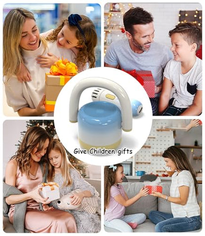 EWA Portable Mini Metal Karaoke Machine, Bluetooth Karaoke Speaker with 2 Wireless Microphones, Ideal Gifts for Girls Boys Family Home Party Birthday Christmas Toys Gifts-(Blue) - color: Blue