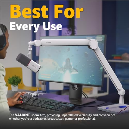 IXTECH Mic Arm White Premium Boom Arm 360° Rotatable Microphone Arm Stand with Desk Mount Fully Adjustable Sturdy and Universal VALIANT WHITE Model - color: 4 VALIANT WHITE